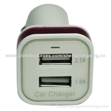 Colorful Aluminum Rim Dual USB Car Chargers, ABS + Aluminum Materials, OEM Logo